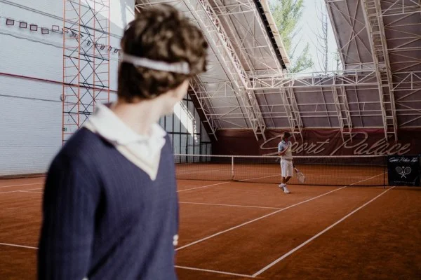 indoor tennis hard court match
